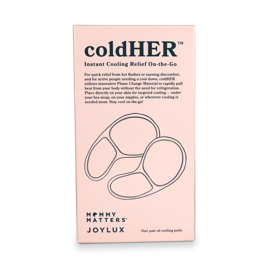 coldHER Cooling Bra Inserts, Instant, Cooling Relief for Hot Flashes, Nursing Moms, 1 pair, Grey