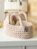 Hand-crocheted Miniature hooded doll Moses basket