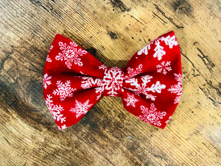 Snowflakes on Red bow tie for pets