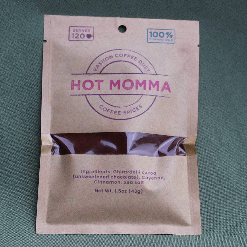 Hot Momma Coffee Dust | 120 servings | Vashon Island Coffee Dust | Coffee Flavoring using Spices: Cocoa, Cayenne, Cinnamonand Sea Salt